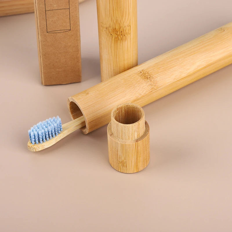 Brosse à dents et Etuis écologique en bambou Poils souples